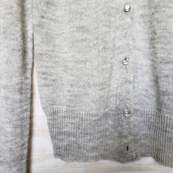 J. Crew M heather gray crystal button cardigan - Picture 2 of 5